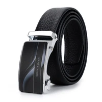 luxury top quality mens full grain genuine leather ratchet waist belt strap dress belt with automatic buckle forman