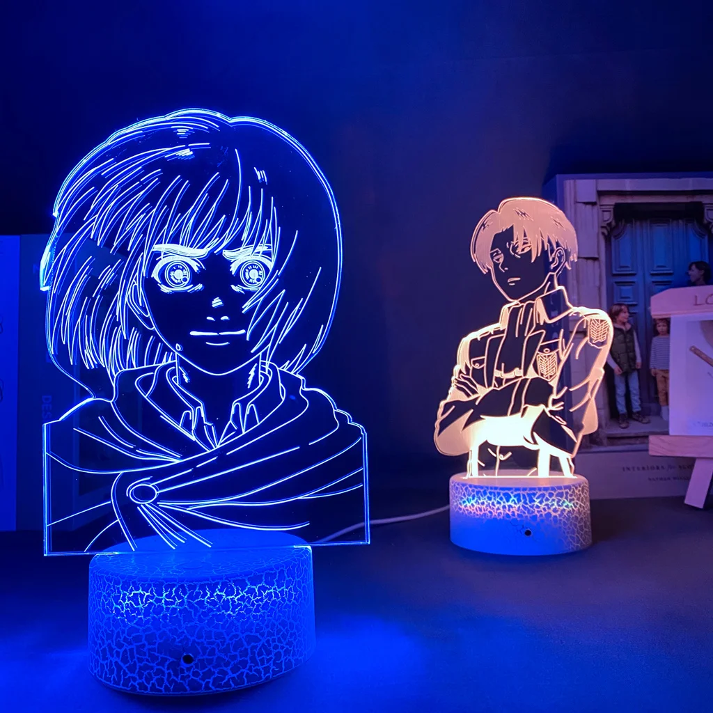 

Anime Attack on Titan Acrylic Table Lamp for Home Room Decor Light Cool Kid Child Gift Captain Levi Ackerman Figure Night Light