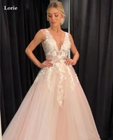 lorie champagne wedding dress v neck 3d appliqued a line bride dresses floor length sexy wedding gown 2020