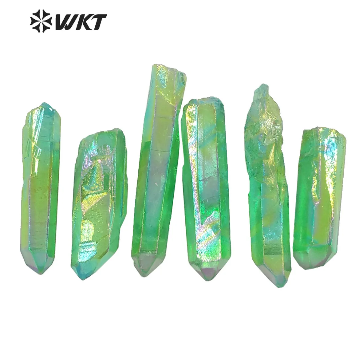 Искусственная зеленая кварцевая точка яблока ауры красивая НЕОБРАБОТАННАЯ из