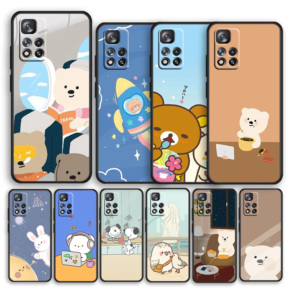 

Cartoon cute things collection For Xiaomi Redmi Note 11 10T 5G 9T 9S 8T 7 6 Pro Max Plus 5A 4 Silicone Soft Black Phone Case