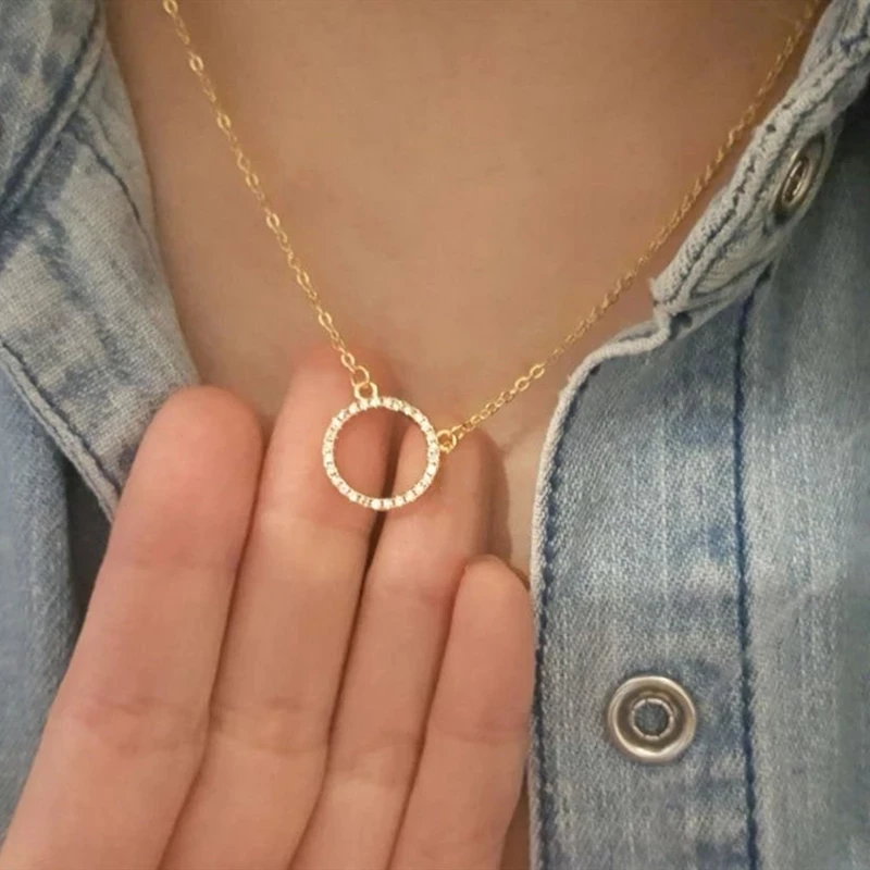 V привлечь Карма вечность CZ круг заявление кулон Цепочки и ожерелья Золото Kolye