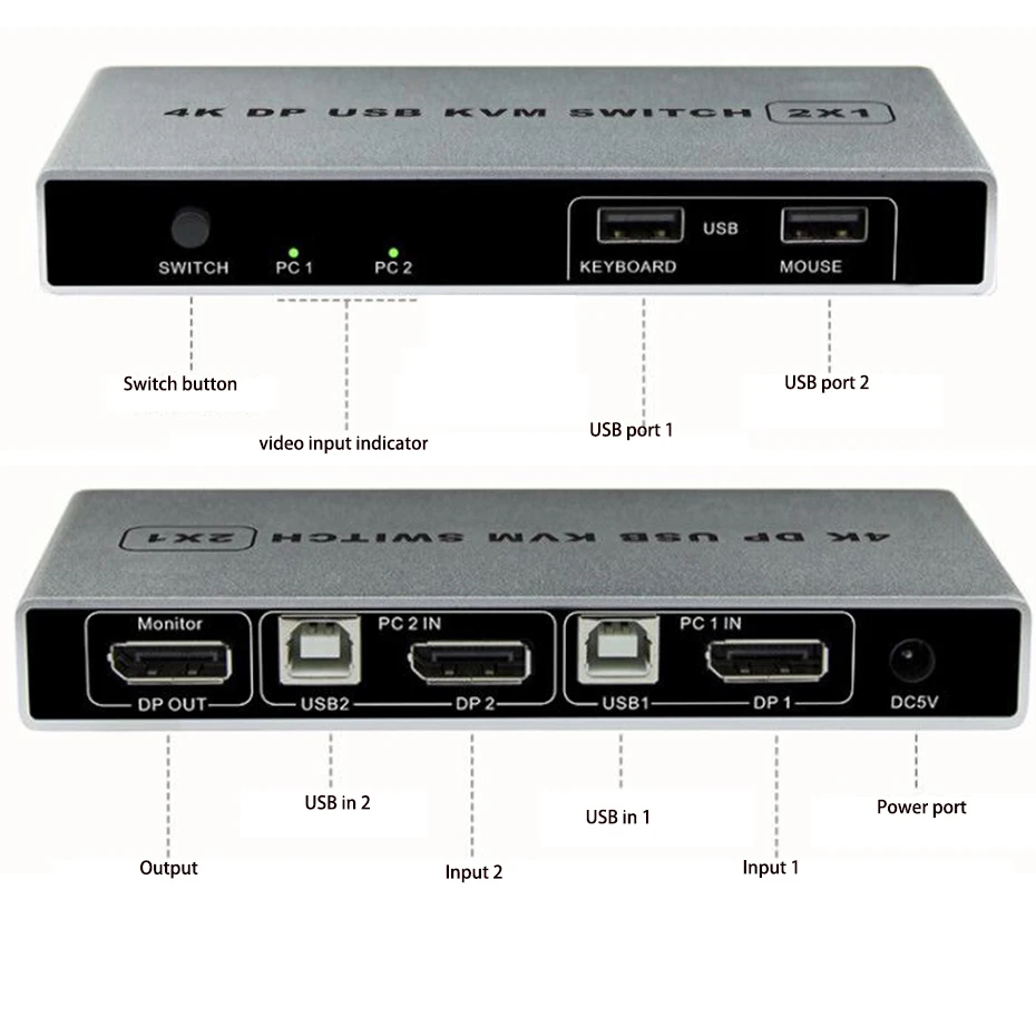 Двойной порт Displayport KVM Switch USB 144 Гц DP Switcher 4KX2K/60 2K/144 2 в 1 выход USB|KVM-переключатели| |
