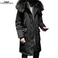 30 degree winter down parkas jacket men fashion hooded fur collar windbreaker outwear thick warm parkas coat men clothing s 3xl