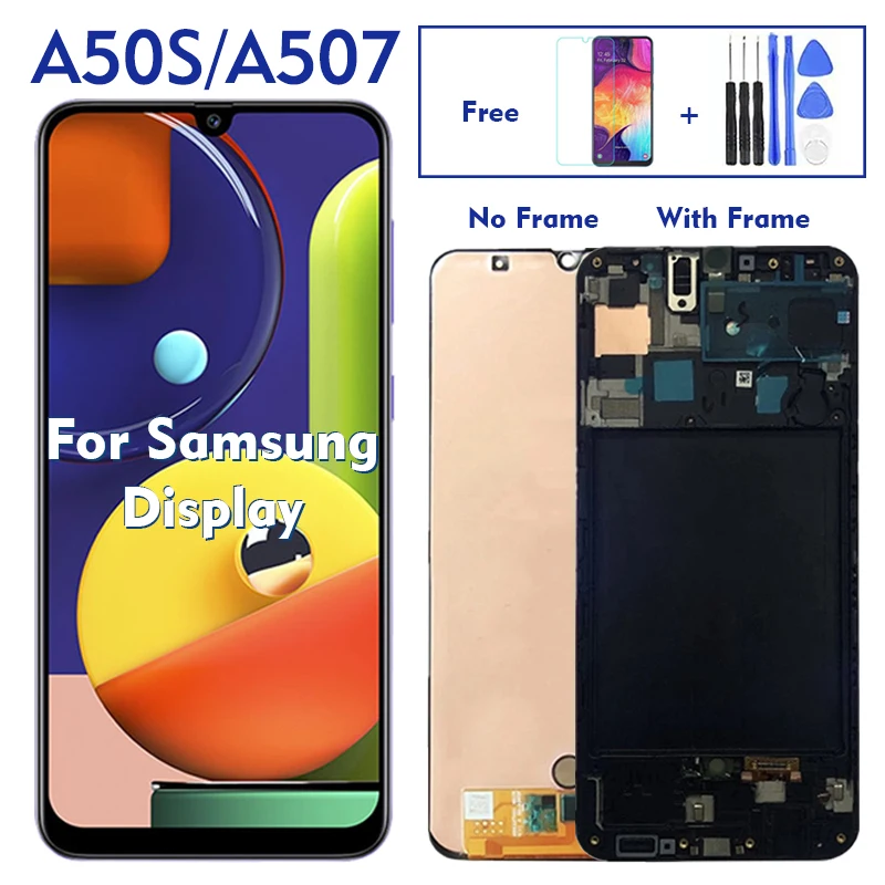 Pantalla LCD AMOLED o Oled Original para m&oacute;vil, montaje de digitalizador t&aacute;ctil para Samsung Galaxy A50S, 2019, SM-A507F, A507FN, A5070, DS-0