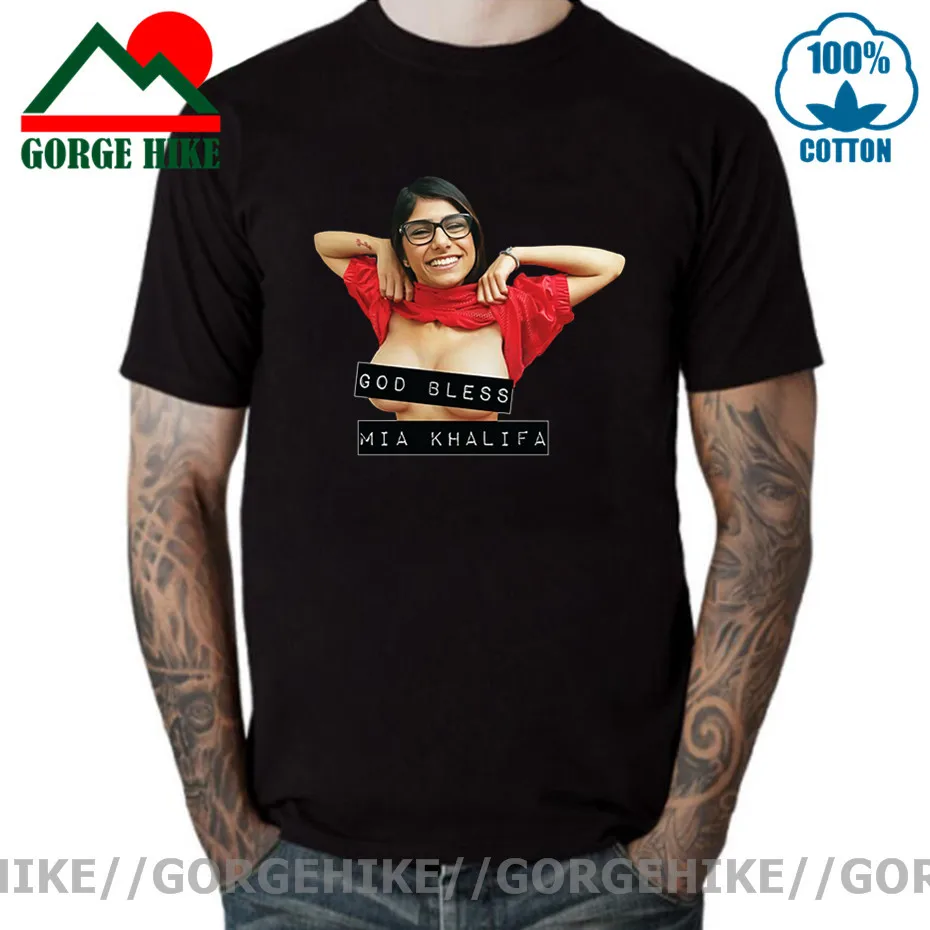 Футболка мужская с коротким рукавом и принтом Миа халифа белая в стиле хип-хоп -