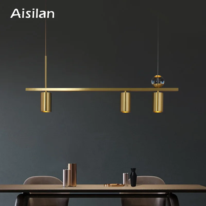 Aisilan led chandelier modern all copper dining room light luxury bar Nordic home creative spot pendant lamp | Лампы и освещение