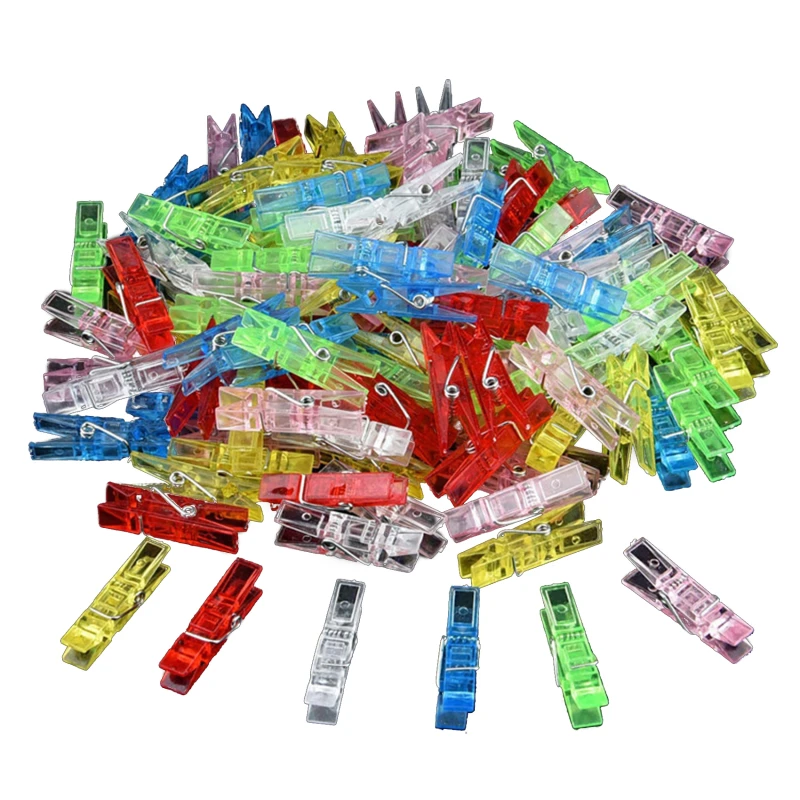 

50pcs Transparent Small Clothes Pegs For Photo Clips Clothespin Paper Craft Decoration Clips Pegs Mini Size Plastic Clips