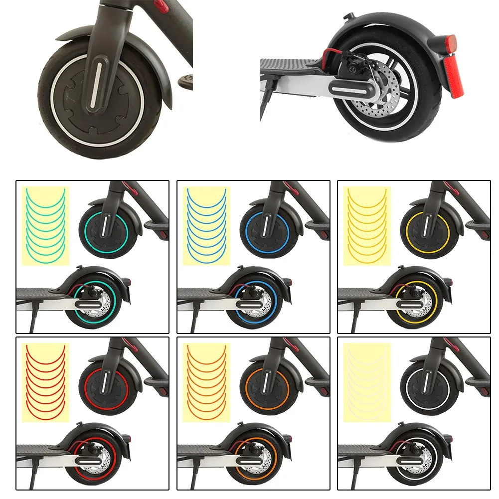 

Electric Scooter Wheel Hubs Protective Reflective Sticker For Xiaomi M365 Pro PVC Front Rear Wheel Covers Reflective Stickers