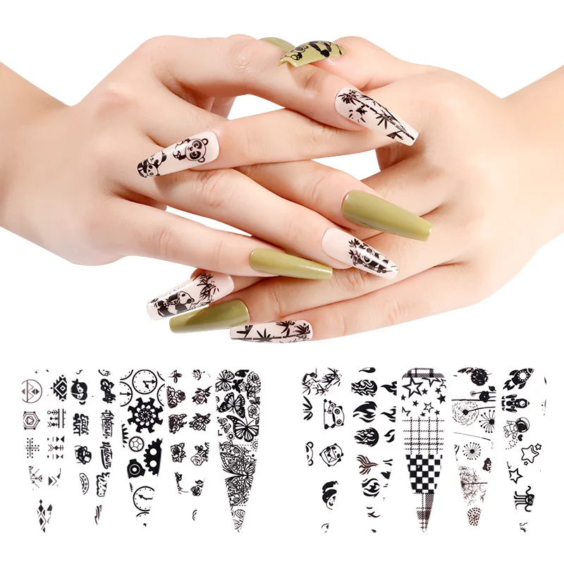 

10 Sheet Leopard Marble Star Transfer Paper Nail Art Transfer Stickers Paper sparkly AB Color UV Gel Wraps Nail Adhesive Decals