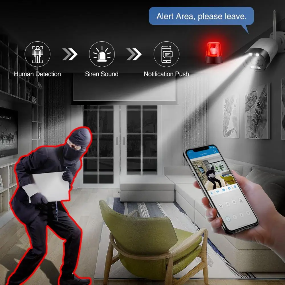 Techage 1080P Wi-Fi Камера Смарт Ai полный Цвет Ночное видение Беспроводной IP