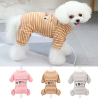 cute pet dog jumpsuit puppy cat warm winter clothes soft dog striped shirt clothing coat for chihuahua small medium dogs s 2xl