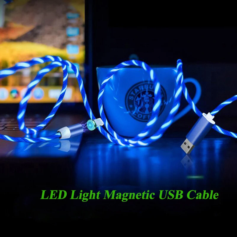 Магнитный USB кабель для быстрой зарядки светодиодный Micro Type C Huawei P40 P30 P20 Honor 8X 7X 6X 5X
