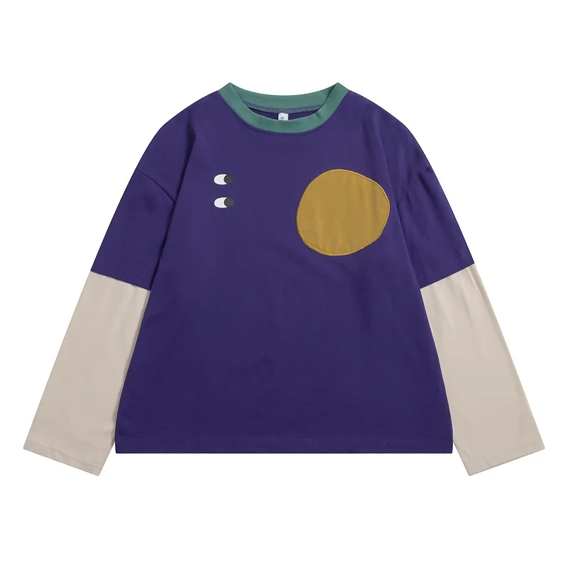 Повседневная Женская хлопковая футболка с длинным рукавом мультяшная цветная