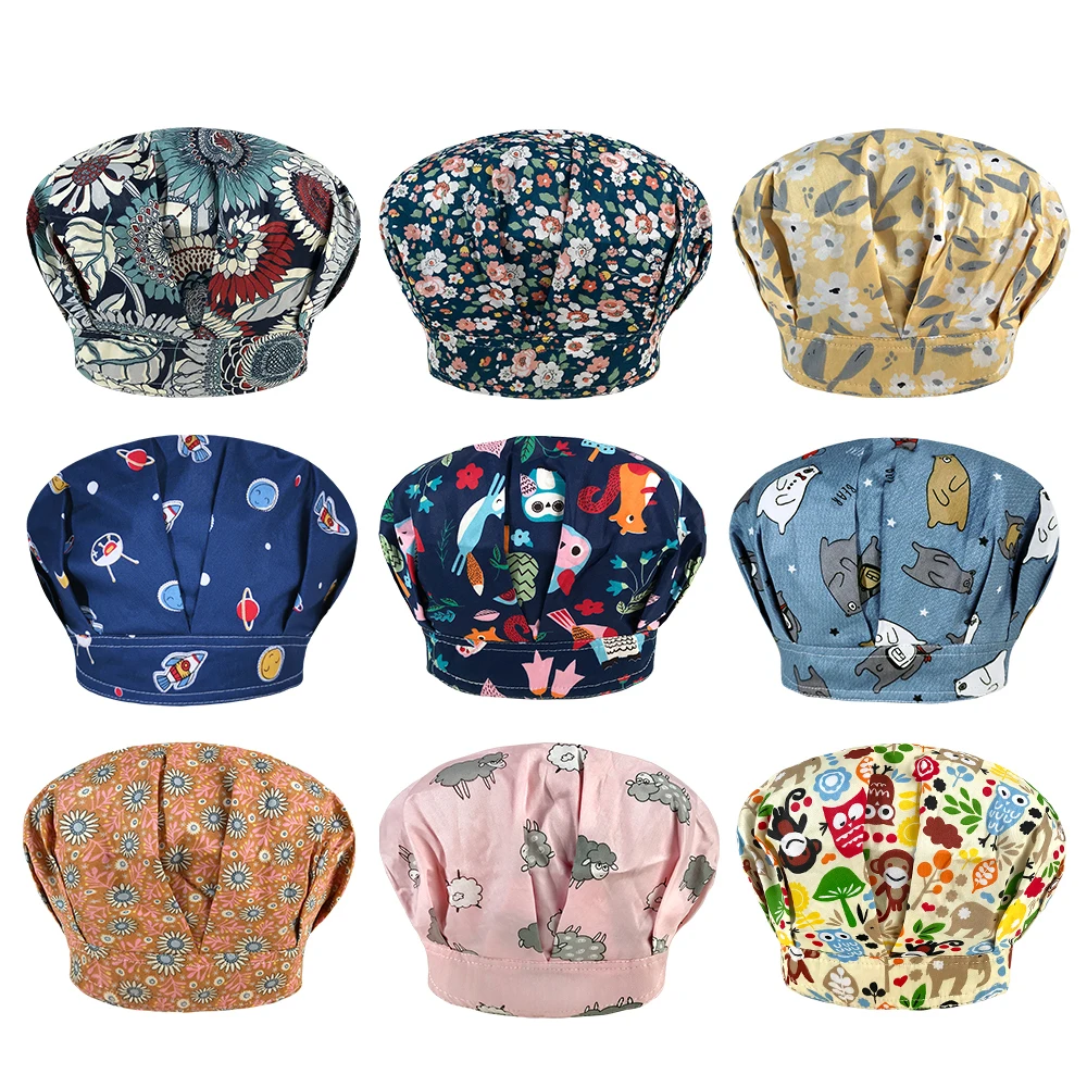 

wholesale Cotton cartoon print doctor sweat-absorbent surgical cap nurse head hair Baotou scrub cap beauty salon care fluffy cap