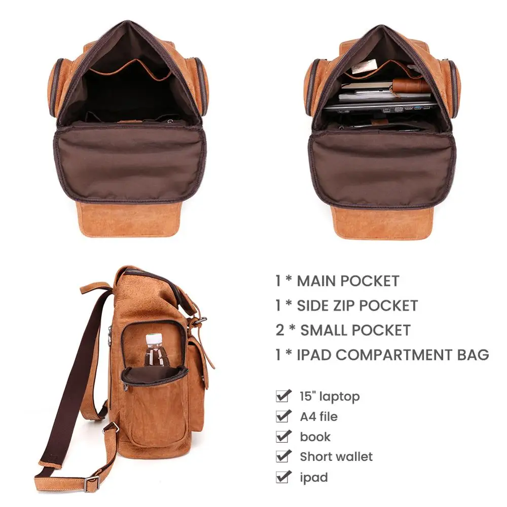 Мужской рюкзак из воловьей кожи JOGUJOS повседневный для ноутбука 15 6 дюйма