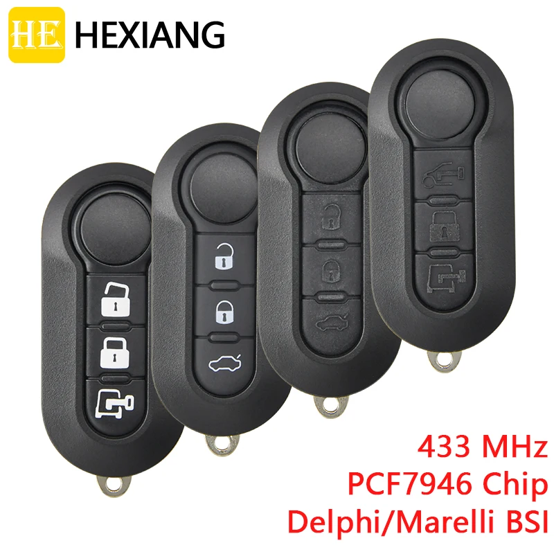 

Автомобильный пульт дистанционного управления HEXIANG для Fiat 500, Punto, Doblo, Qubo с чипом PCF7946, 433 МГц, система Delphi/Marelli BSI
