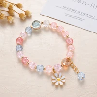 2022 new korean flowers daisy bracelets bohemian colorful crystal beaded bracelet handmade elastic rope women pulseira jewelry