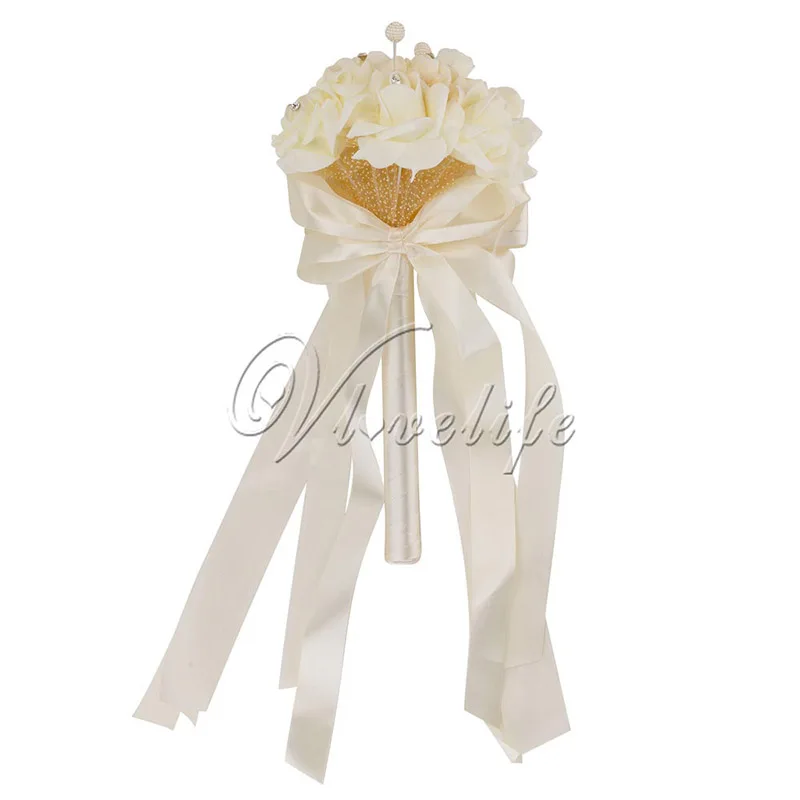 Элегантный свадебный букет искусственные цветы розы со стразами свадебные