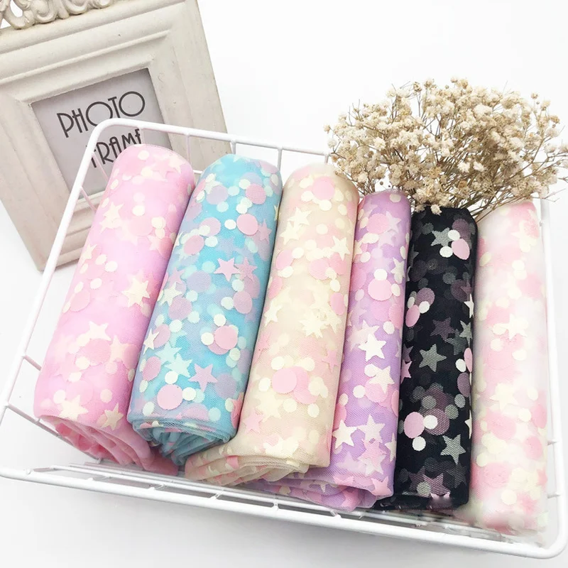 100 см * 150 разноцветная сетчатая ткань в горошек розовая для платья свадебное