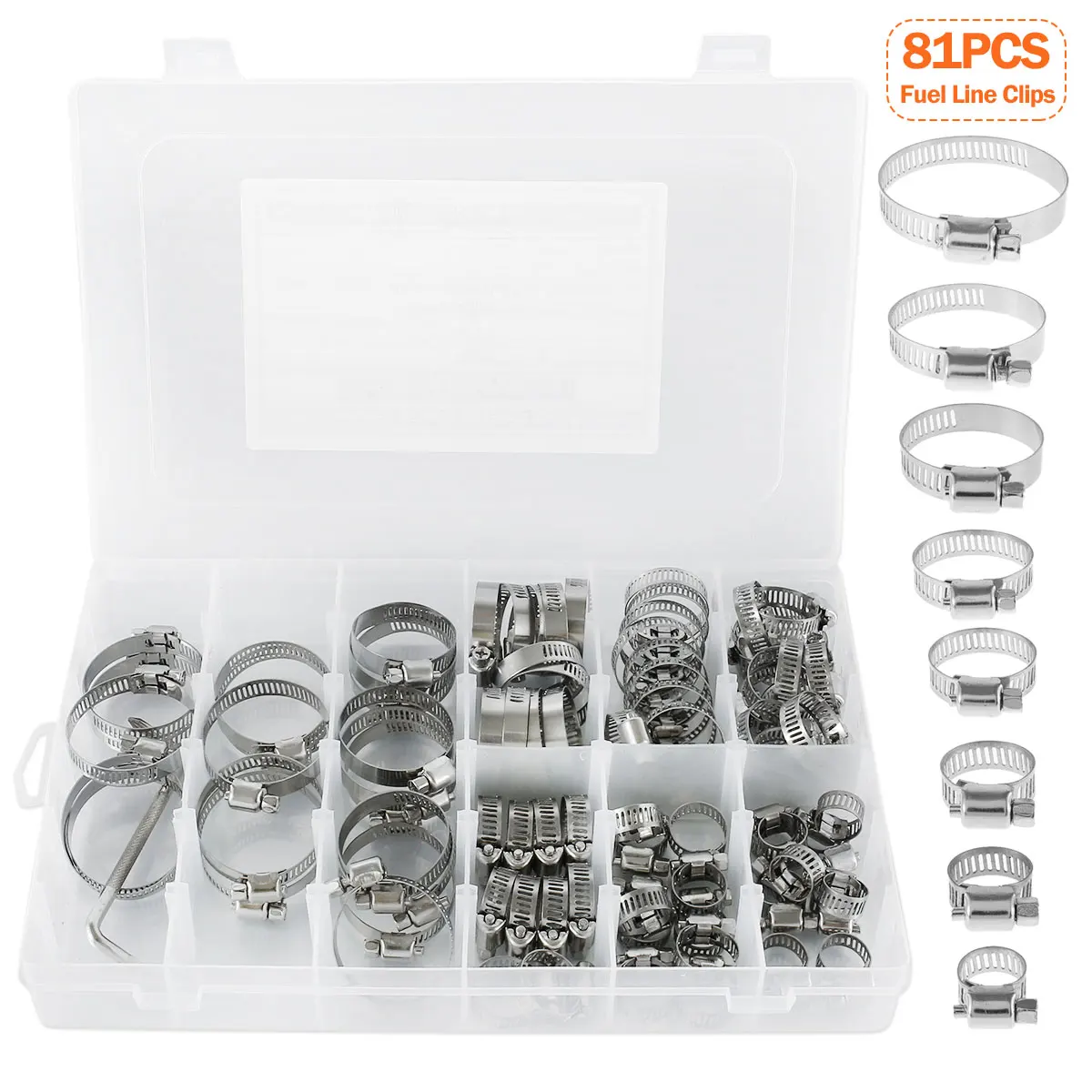 Зажимы для шлангов регулируемые 8-44 мм 81 шт. |