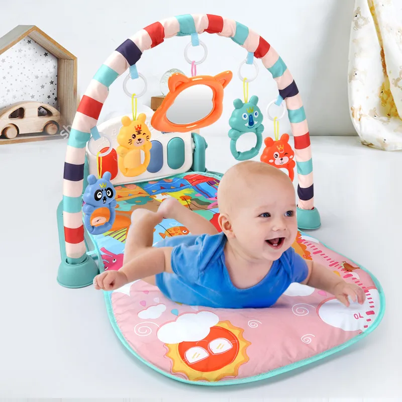 

QWZ Baby Activity Gym Children's Play Mat 0-12 Months Developing Carpet Soft Rattles Musical Toys Activity Rug For Babies Games