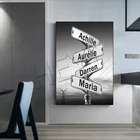 Черно-белые принты 2-8 имена на заказ уличный знак художественный постер картина живопись настенное искусство Гостиная Офис домашний коридор декоративный