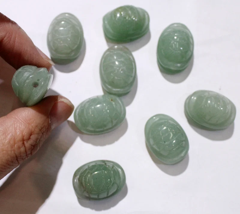 

wholesale 6pcs/lot natural stone aventurine manual carving tortoise decoration for DIY Jewelry making pendant accessories