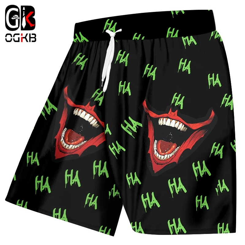 

OGKB 3d Joker Print Creative Joker Haha Funny Men's Shorts Beach Casual Streetwear Shorts Boardshorts Oversized Dropshipping