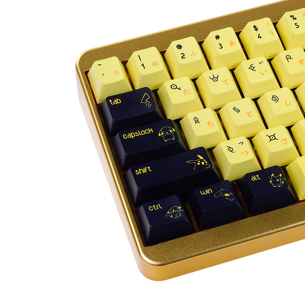 Cherry Profile PBT Keycaps Black and Yellow 104 Keys Anime Themed for MX Switch Mechanical Keyboards |