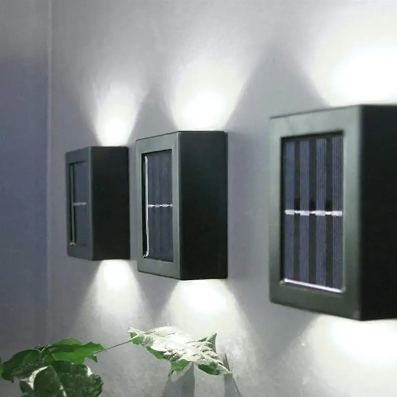 

2 Pcs LED Solar Lamp Outdoor Solar Wall Light Up Down Wall Lamp Path Stairs Garden Decorative Street Lights