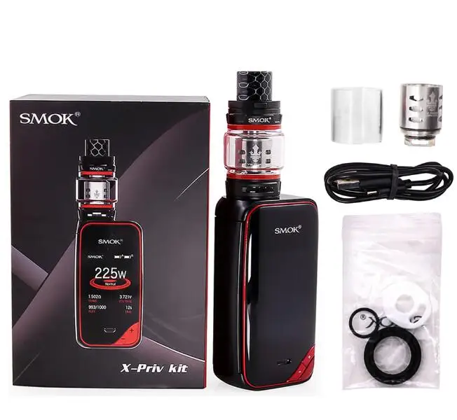 SMOK X-PRIV набор электронных сигарет 225 Вт X PRIV Box Mod с TFV12 Prince Tank 8 мл испаритель VAPE SMOK XPRIV Kit - Цвет: Black Red No Gift