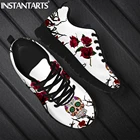 Женские кроссовки на шнуровке INSTANTARTS, готические теплые туфли на плоской подошве с цветочным принтом и черепом, дышащие, 2021