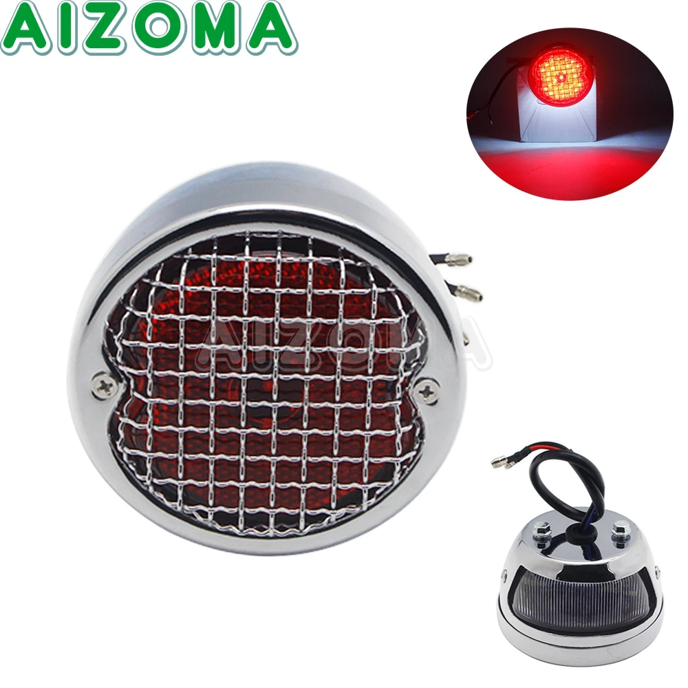 Красные линзы в байкерском стиле сетки Сталь хвост светильник 12V светодиодный Cafe