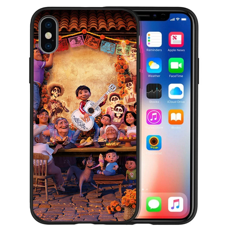 Модный мультяшный черный чехол для телефона Coco Death Day iPhone 11 Pro Max XS XR X 8 7 6S Plus 5S