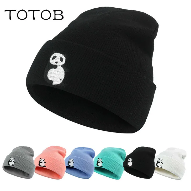 Panda embroidery knit hat fashion hip hop animal wool trend Harajuku outdoor warm | Аксессуары для одежды