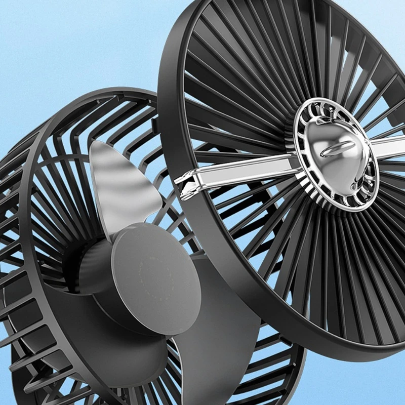 

Portable Car Fan Adjustable Dual Head 3 Speeds Strong Wind 90 Rotatable Auto Cooling Desk Fan for SUV Truck Dashboard