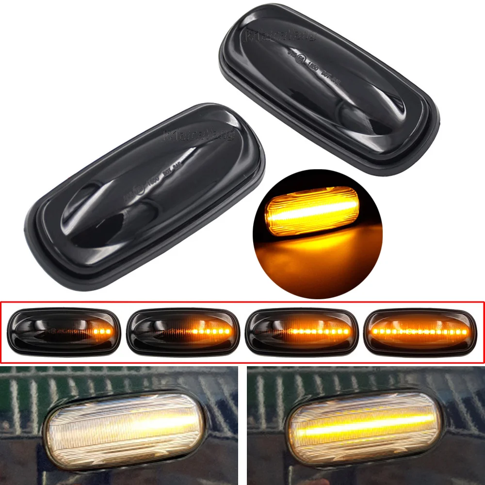 

2Pieces For Land Rover Defender Freelander Discovery 2 Smoked Lens LED Side Marker Lamp Dynamic Amber Turn Signal Light