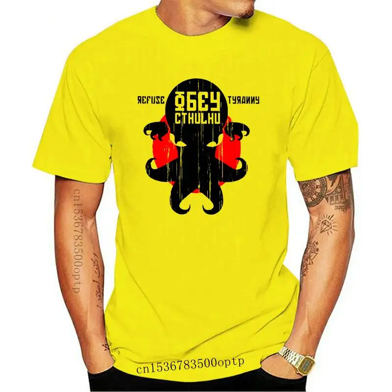 

New Refuse Tyranny Cthulhu Tshirts Men Cotton Cool Tee Shirts Round Collar Tee Shirt 2021 2021 Arrival Camisas Hombre Tops