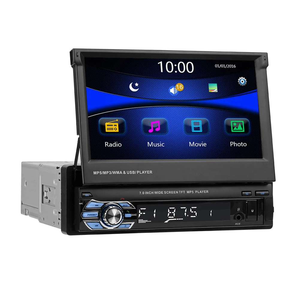 

SWM 9602 7 inch Foldable Touch Screen Car Stereo Multimedia Video Player RDS AM FM Radio BT4.0 USB TF AUX Head Unit