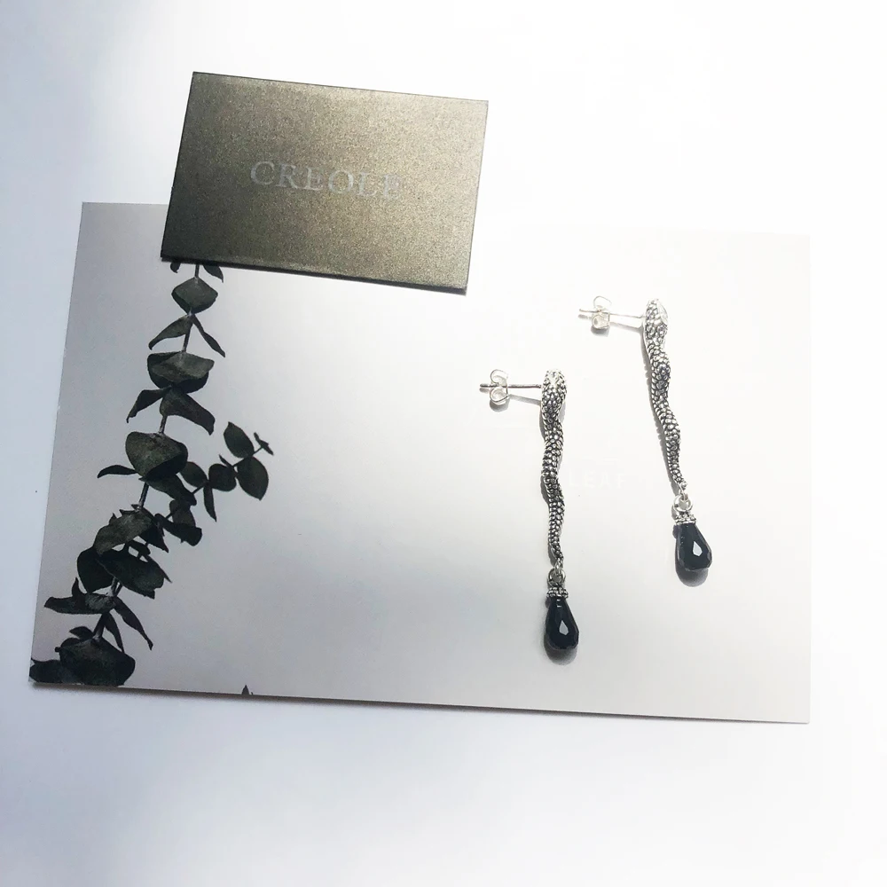 Серьги-подвески в виде змеи модные аксессуары из серебра 925 пробы подарок для