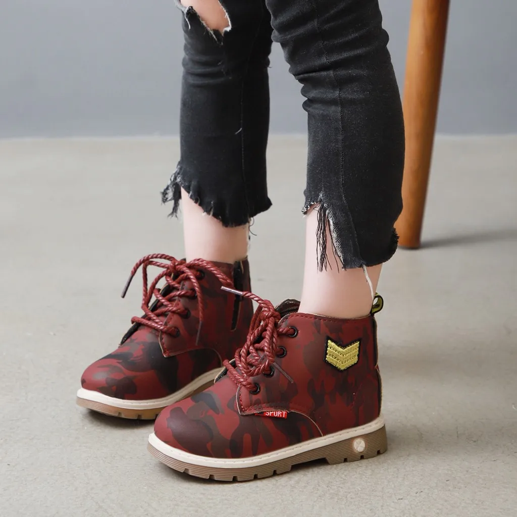 Новые детские ботинки обувь для мальчиков и девочек Детские Армейские Ботинки