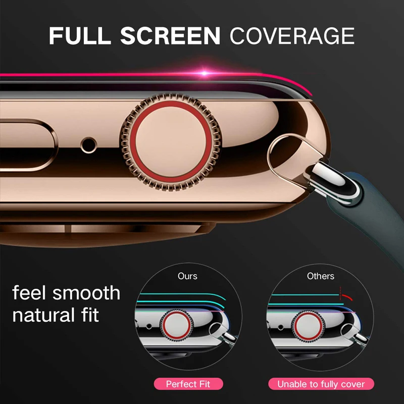 Закаленное стекло с полным покрытием для Apple Watch Band watch 4 5 iwatch 38 40 мм изогнутая