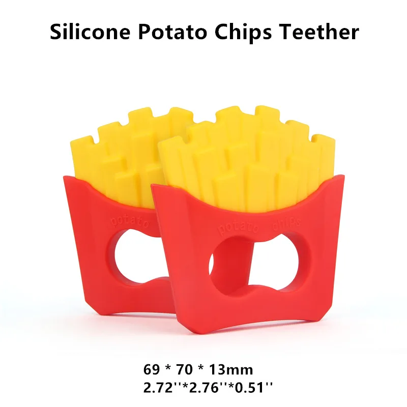 Chenkai 50PCS BPA Free Silicone Potato Chips Baby Pacifier Teether Chewable Pendant Nursing DIY Dummy Sensory Toy Accessories