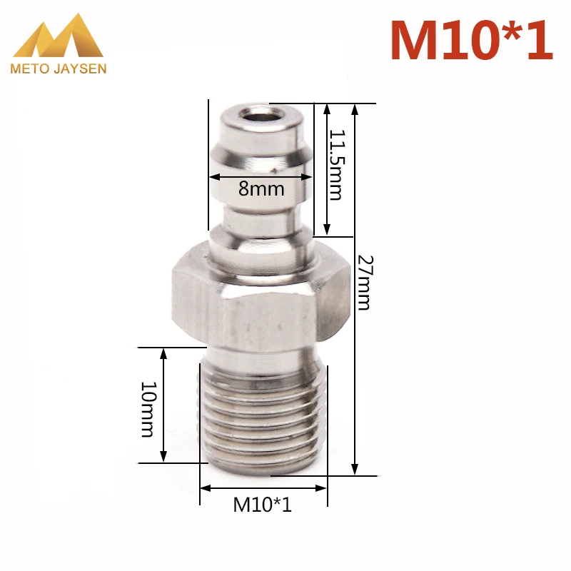 M10x1 Male Plug Adapter Fittings PCP Airforce Paintball Pneumatic Quick Coupler 8MM Stainless Steel 2pcs/set | Спорт и развлечения