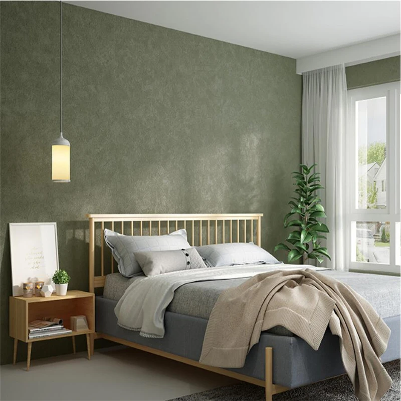 Современные минималистичные однотонные Ретро зеленые обои в скандинавском