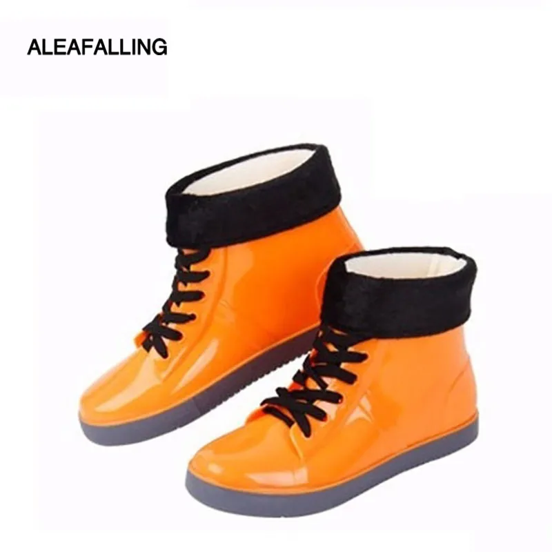 Aleafaliing красочные резиновые сапоги Водонепроницаемый обувь на плоской подошве