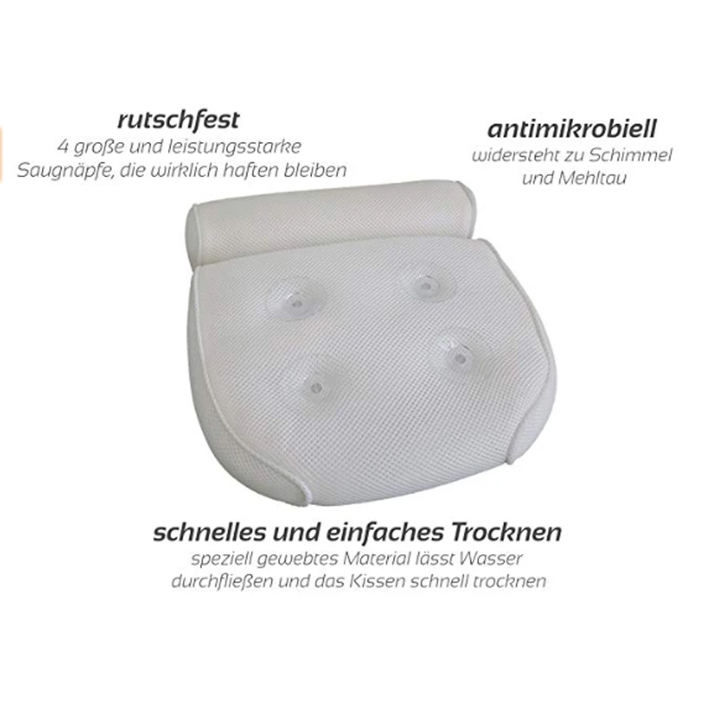 

3D Mesh Pillow Cushion Comfortable Neck Back Pillow Cushion Waterproof Bath Spa Pillow Cushion With Suction Cups