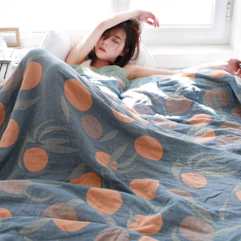 

Lovely peach soft blanket cotton gauze towel summer single double leisure blanket throw nap comfortable breathable sofa towel