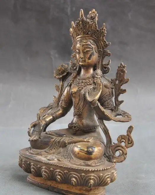 Старый тибетский буддизм Джосс белый богиня тара Kwan yin статуя Гуаньинь|Статуи и